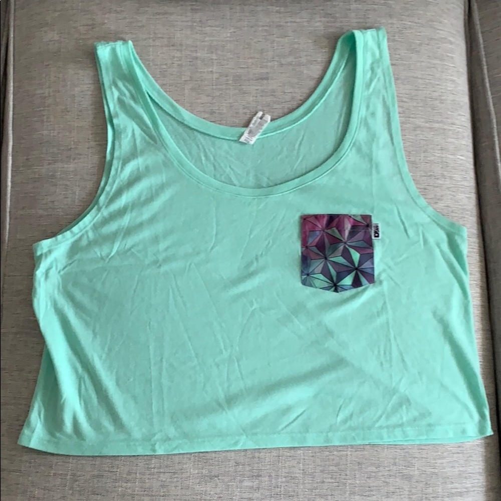 D3 Tees Spaceship Earth Pocket Mint XL CROP TOP!